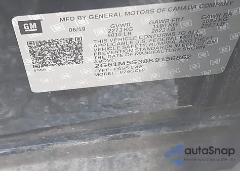 2019 Cadillac Xts Luxury z USA, uszkodzony, nr VIN 2G61M5S38K9156862